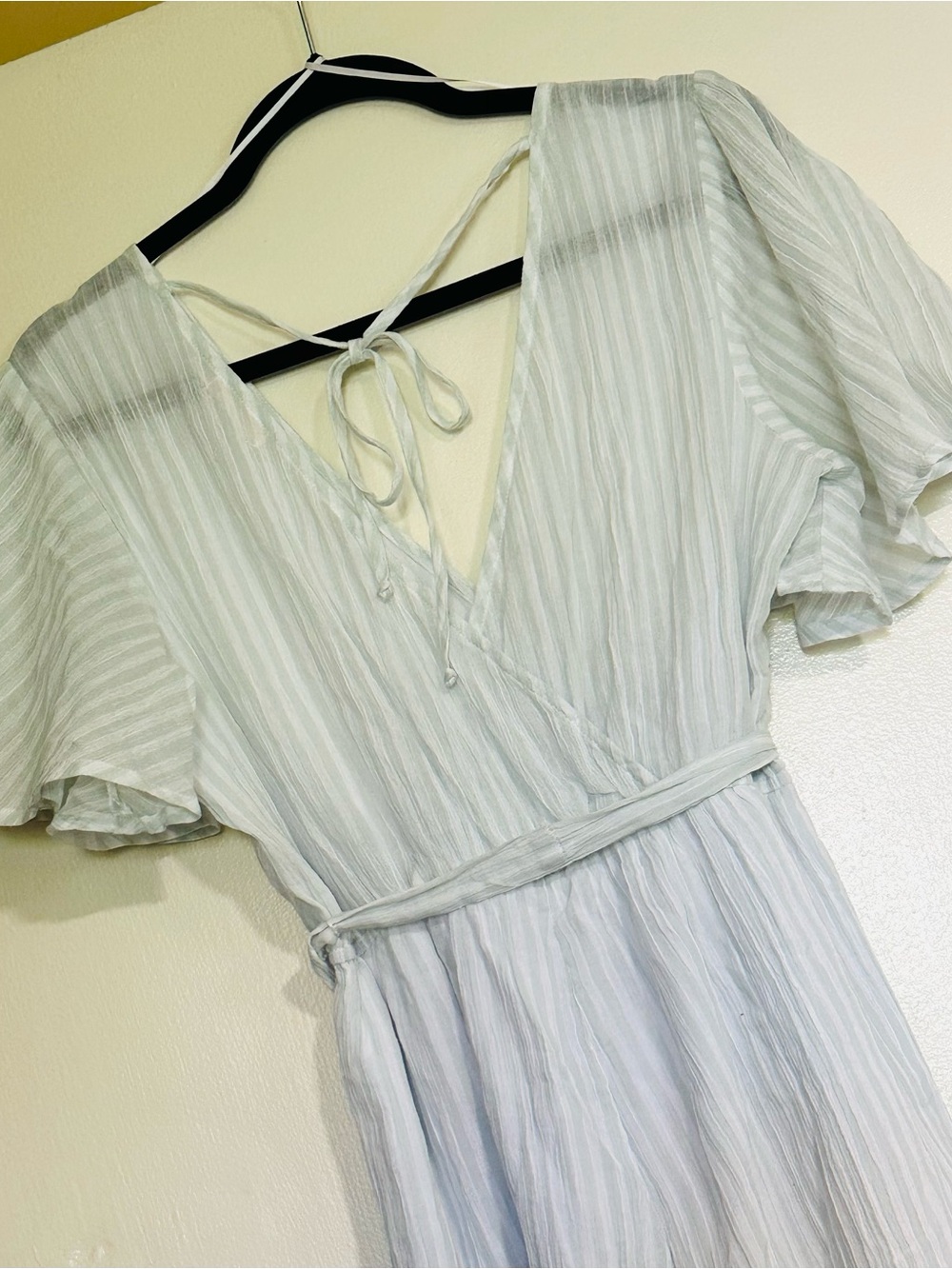 Light Mint Green/White Striped Romper Dress S - Picture 4 of 4
